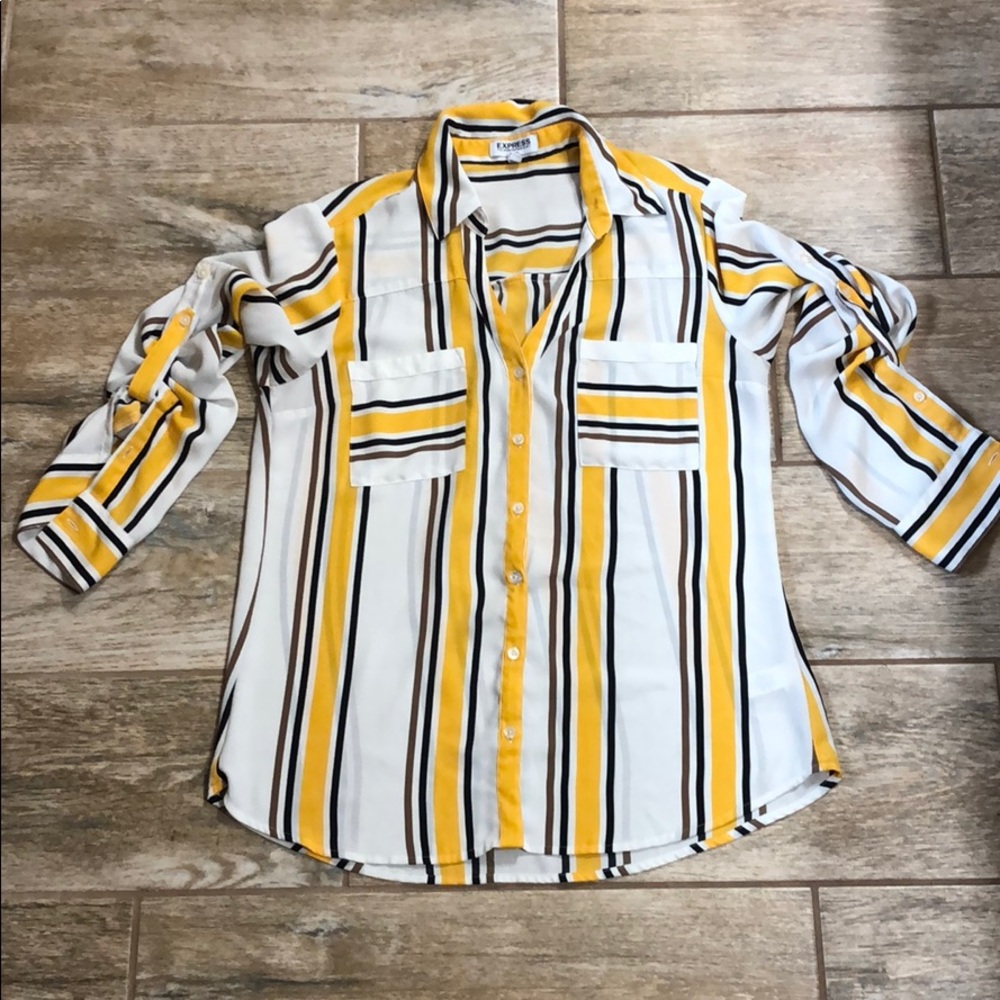 Express Long Sleeve Button Down Blouse